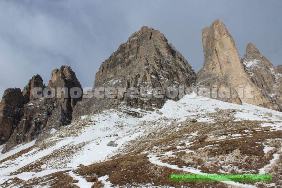 Le Tre Cime di Lavaredo viste da sud – FOTOGALLERY CONOSCEREGEOLOGIA.IT