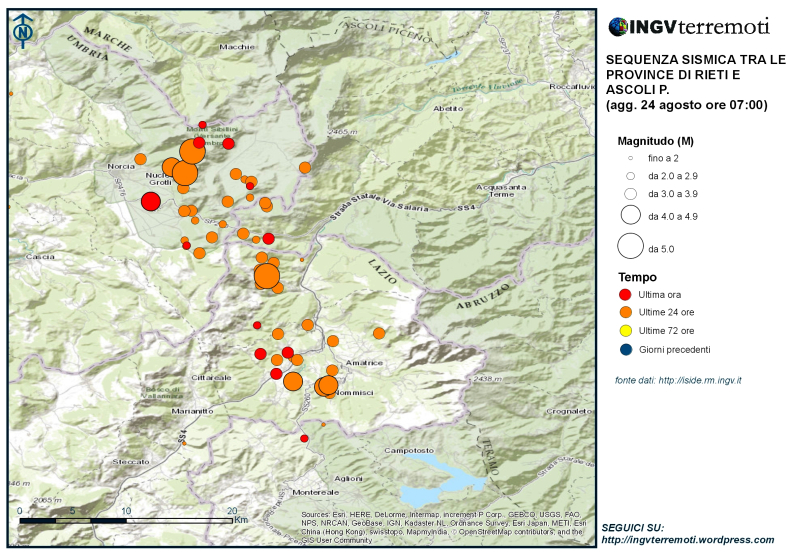 Terremoto centro Italia: continua tuttora lo sciame sismico nel reatino