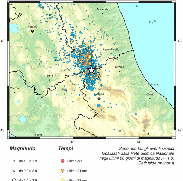Sequenza sismica in Italia centrale: forte aftershock M4.1 stanotte