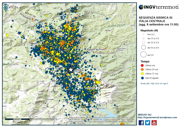 Sequenza sismica in Italia centrale: aggiornamento 8 settembre, ore 11 – NOTA STAMPA INGV