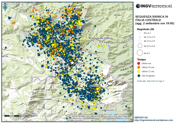 Sequenza sismica in Italia centrale: aggiornamento 2 settembre, ore 19:00 – NOTA STAMPA INGV
