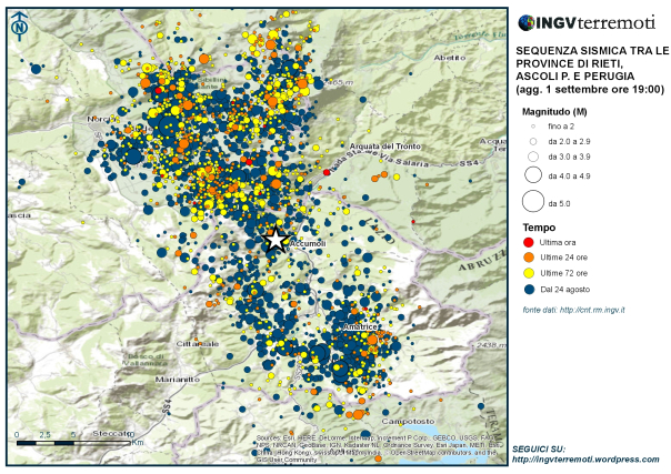 Sequenza sismica province di Rieti, aggiornamento ore 19 del 1 settembre – NOTA STAMPA INGV