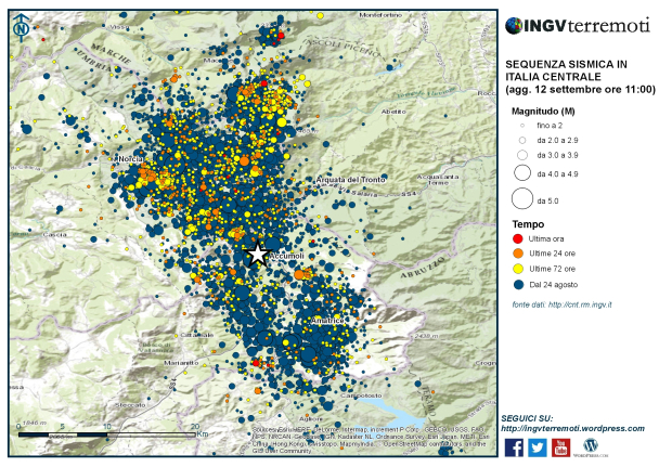 Sequenza sismica in Italia centrale: aggiornamento 12 settembre, ore 11:00 – nota stampa INGV