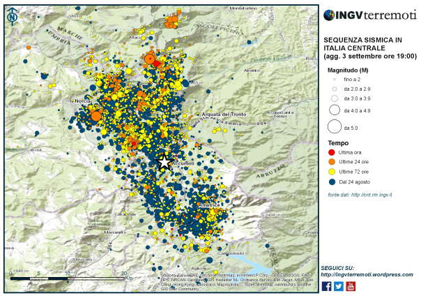 Sequenza sismica in Italia centrale: aggiornamento 3 settembre, ore 19:00 – NOTA STAMPA INGV