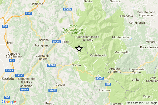 Terremoto di magnitudo ML 6.5 alle ore 7:40 nella provincia di Perugia