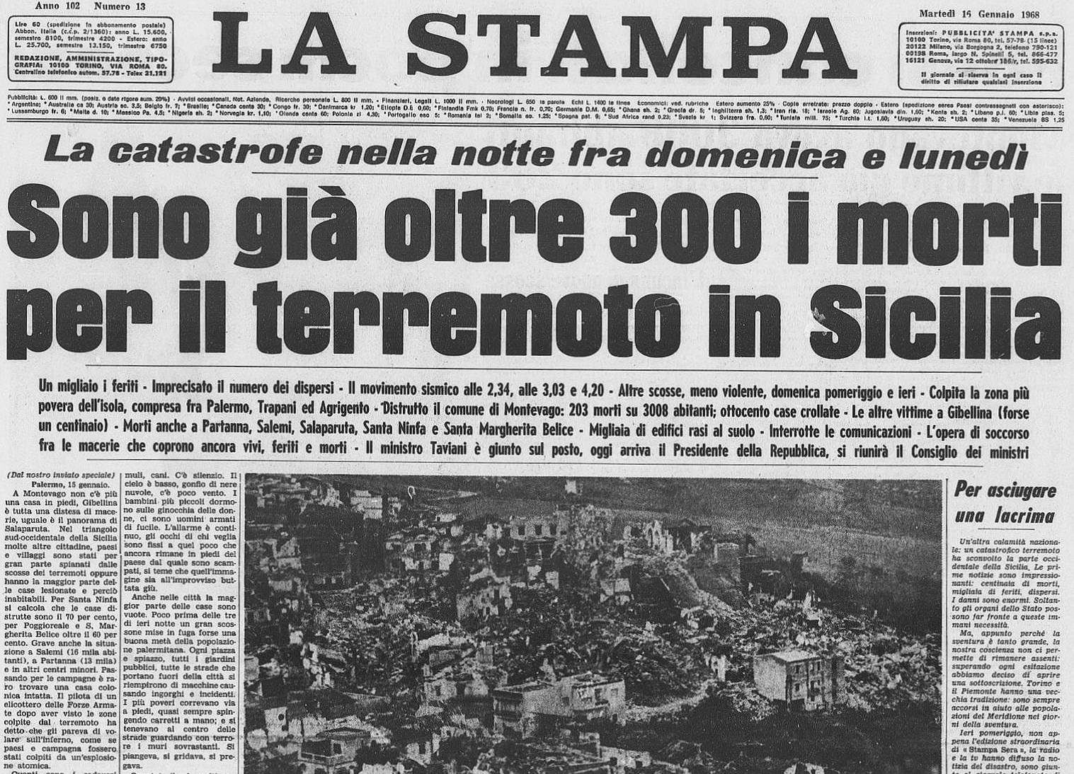 50 anni fa il terremoto del Belice in Sicilia