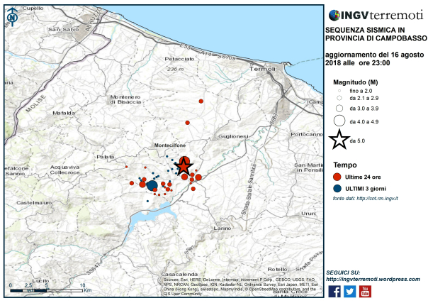 Sequenza sismica in provincia di Campobasso