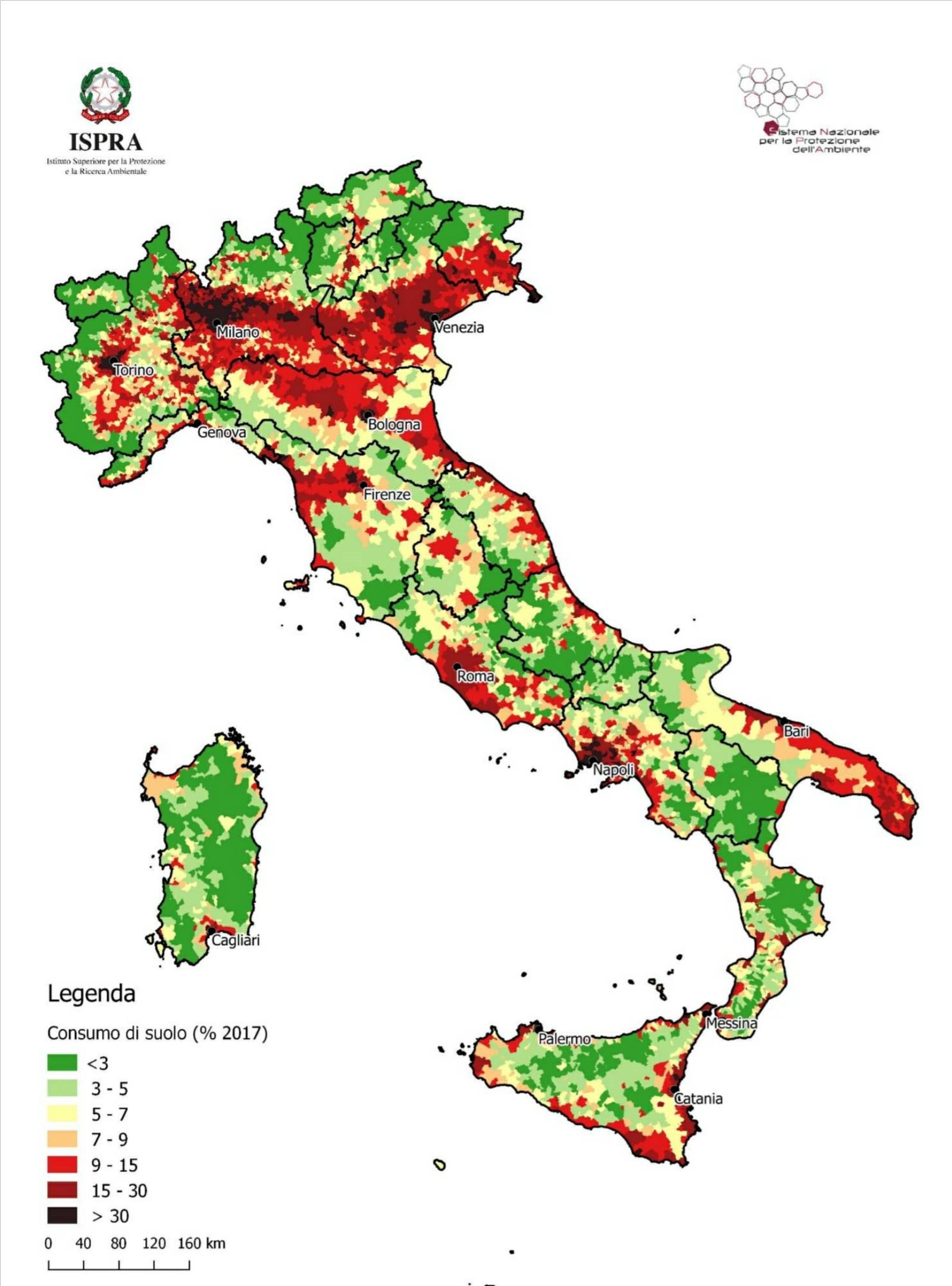 Consumo di suolo in Italia, ISPRA: incremento inarrestabile