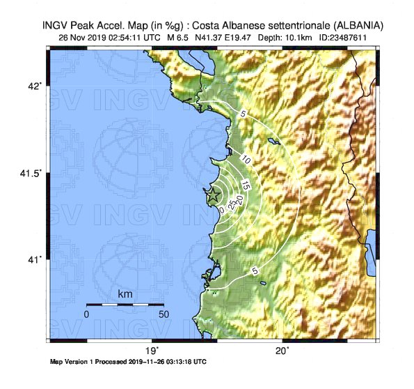 Terremoto di magnitudo Mwp 6.5 nella zona della Costa Albanese settentrionale