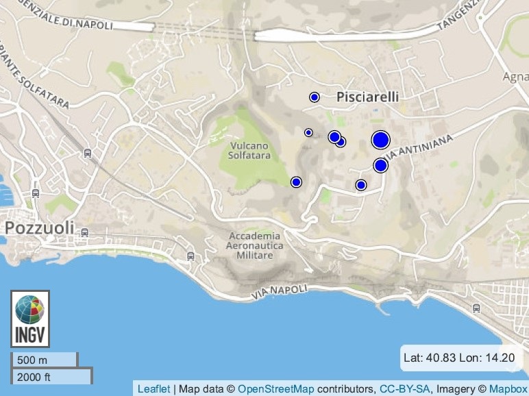 Eventi sismici nella zona dei Campi Flegrei in Loc. Pisciarelli
