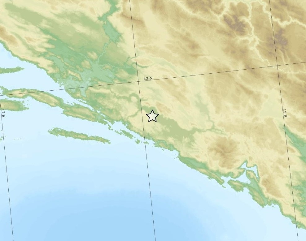 Forte sisma di magnitudo ML 6.0 avvenuto in Bosnia